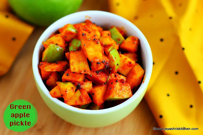 Apple Aachar in a glass jar