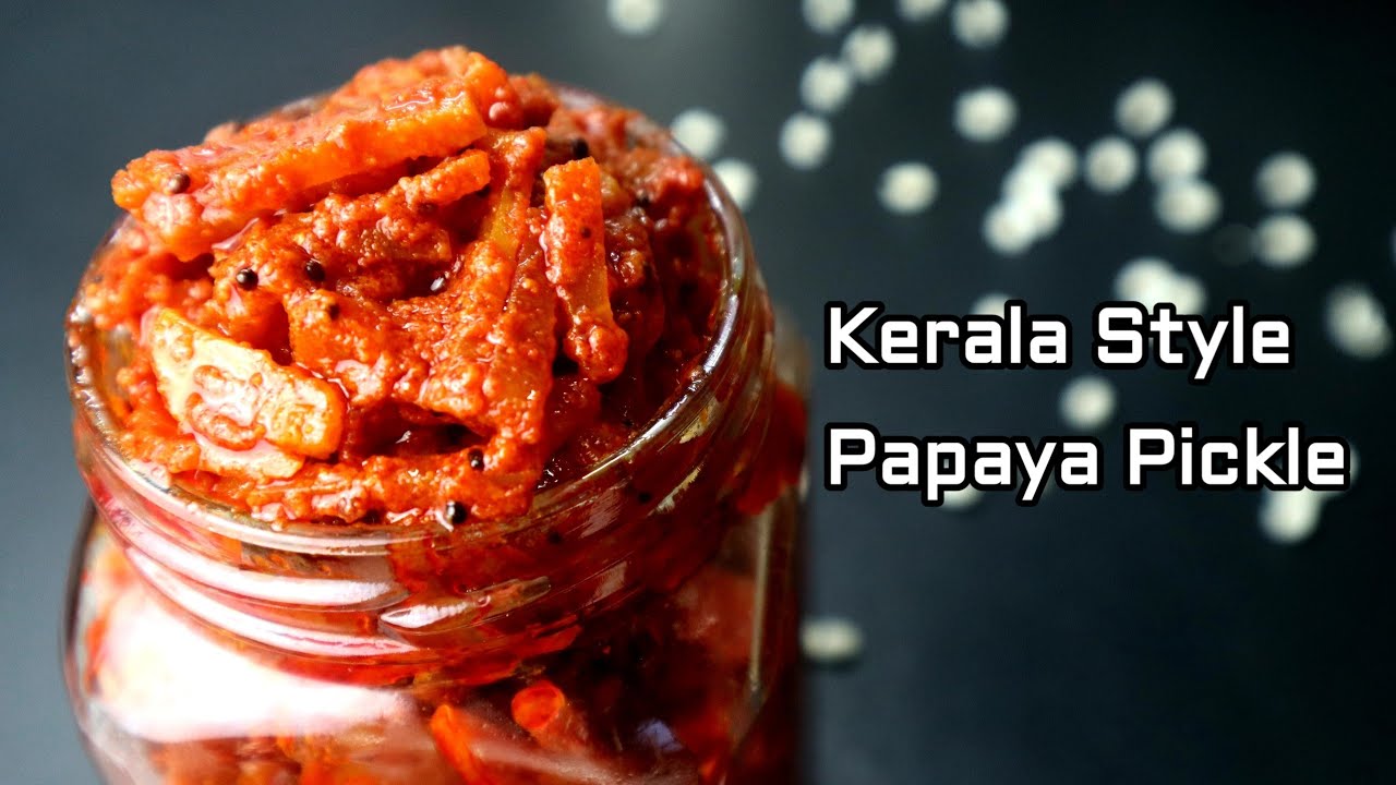 Papaya Aachar in a glass jar